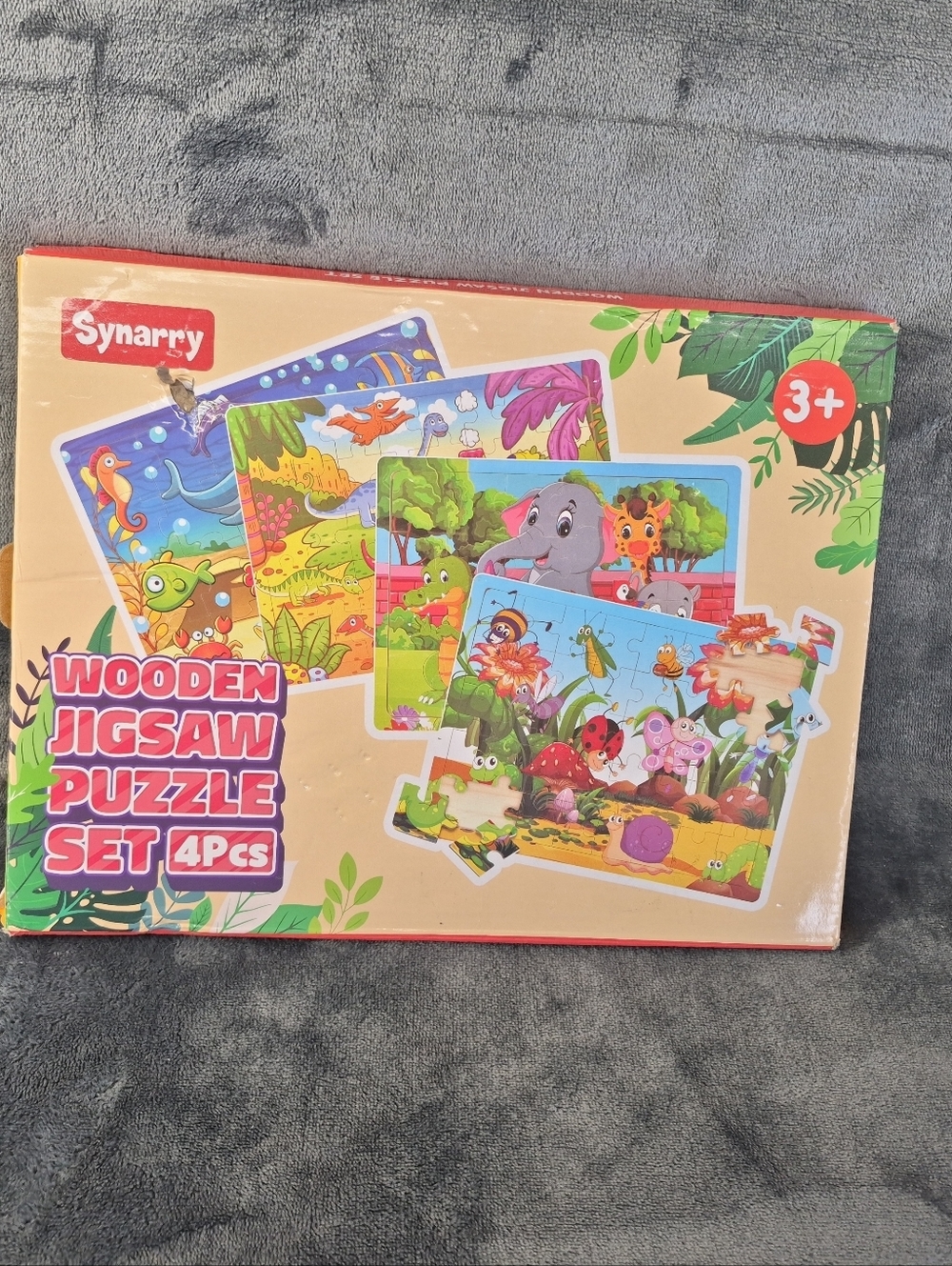 SYNARRY Wooden Jigsaw Puzzles for Kids Ages 3+, 4 Pack 24-40 Piece